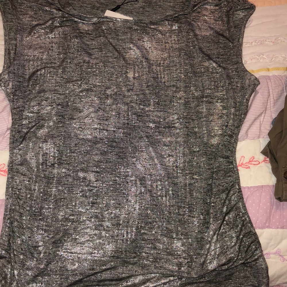 Calvin Klein gray shimmery top